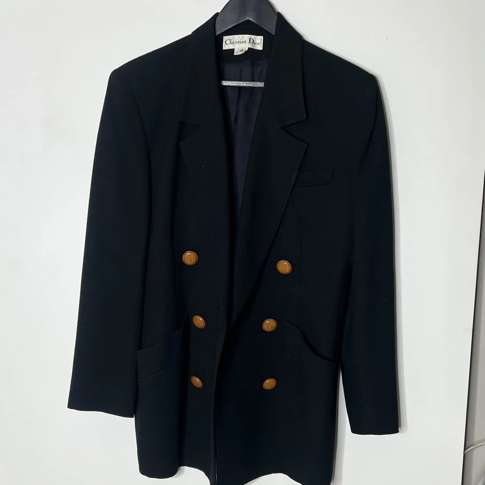 Christian Dior Sz 10 Double Breasted 100% Wool Blazer Jacket
